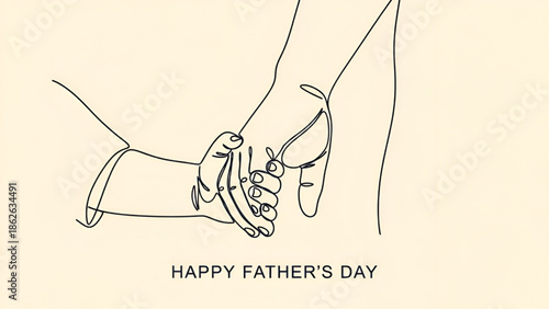 Father and Child Holding Hands in Simple Line Art during Fathers Day