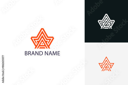 Minimalist Geometric Crown star A Logo Design