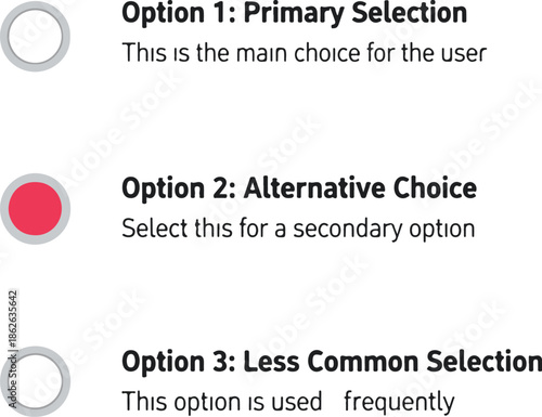 Radio Button Options Primary Alternative and Less Common Selection