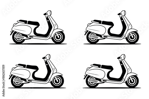 Classic retro scooter collection, clean design for urban travel and vintage style
