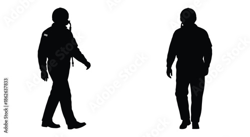 Two individuals depicted in stark contrast showcasing a dark and dramatic silhouette