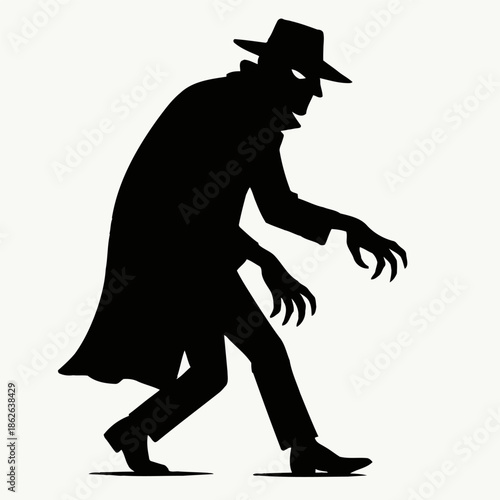 Simple silhouette vector illustration of a night stalker in dark style