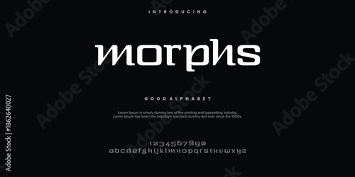 Morphs Abstract minimal modern alphabet fonts. Typography technology vector illustration