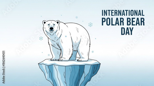 Polar Bear Family on Melting Ice Climate Change Vector Illustration