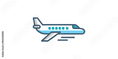 Side-View 2D Airplane Illustration – Minimal Vector Aircraft Design