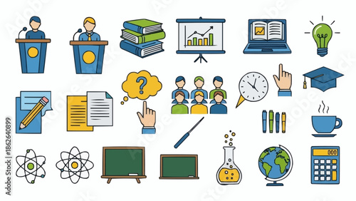 Education and Learning Icons - A Comprehensive Collection for Academic Design.