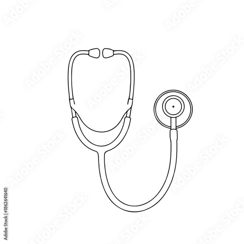 Outline of a stethoscope for medical examination and healthcare illustration.
