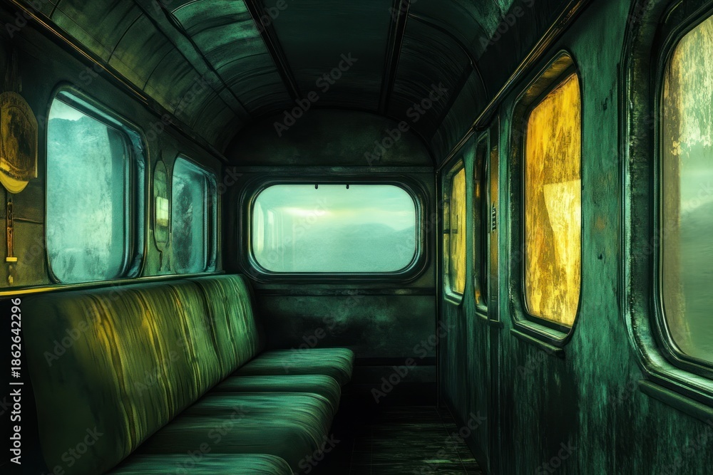 Fototapeta premium Train interior windows atmospheric perspective