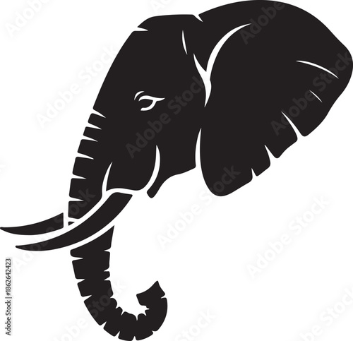 Elephant Head Silhouette – Elephant Face Vector Black on White”