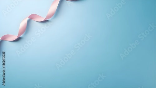 spring background with soft blue gradient and subtle ribbon accent placed off-center