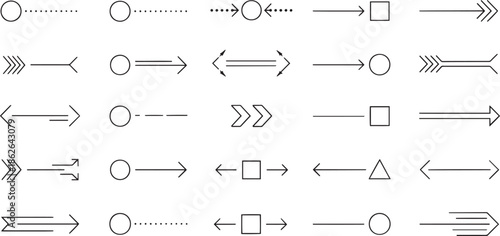 Minimalist Geometric Line Art Set featuring Decorative Arrow Dividers, Modern Pointers and Creative Graphic Symbols