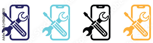 Repair icon collection for service, maintenance and support concept, Flat design, Pixel perfect.