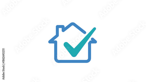 House with a green checkmark symbol indicating approval or completion.