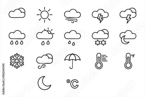 Weather UI Icons for Forecast Apps, Dashboards, Product Design