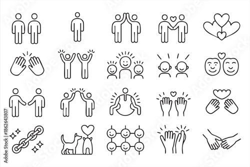 Emotional Support Icons for App UI, Relationship Platforms, Wellness Use