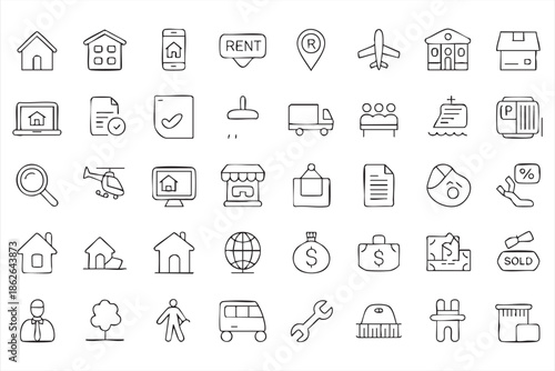 Property Listing Icons for UI Apps, Housing Platforms, Digital Services
