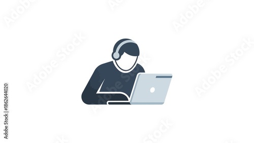 Person wearing headphones working on a laptop computer.