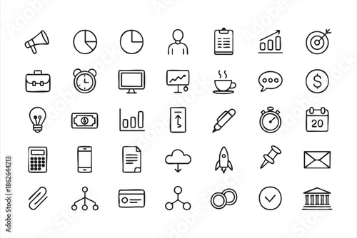 Corporate Workflow Icons for App Interfaces, Business Dashboards