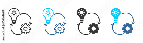 invention icon set multiple style collection	