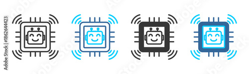 technology icon set multiple style collection	