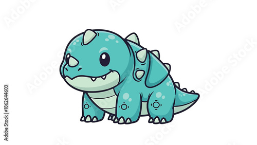 Adorable Cartoon Ankylosaurus Character with Spikes and Friendly Expression.