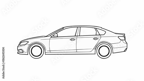 Sleek Sedan Car Outline for Automotive Design Projects.