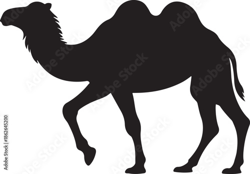 Camel Silhouette – Desert Camel Vector Black on White”