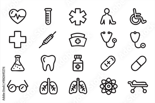 Medical Outline Icons for Web Interfaces and App Design