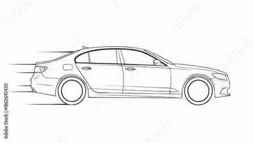Sleek Car Outline - A Dynamic Illustration of Speed and Design.