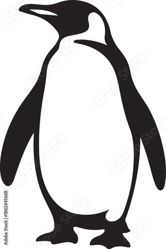 Penguin Silhouette – Standing Penguin Vector Black on White