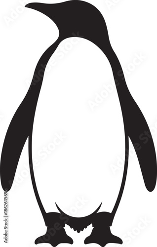 Penguin Silhouette – Standing Penguin Vector Black on White