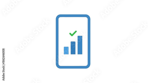 Mobile phone displaying a financial growth chart with a checkmark.