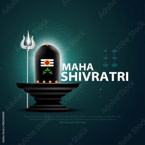 Happy maha Shivratri, a Hindu festival celebrated of lord shiva night. Creative vector illustration design with shivling and trishul.