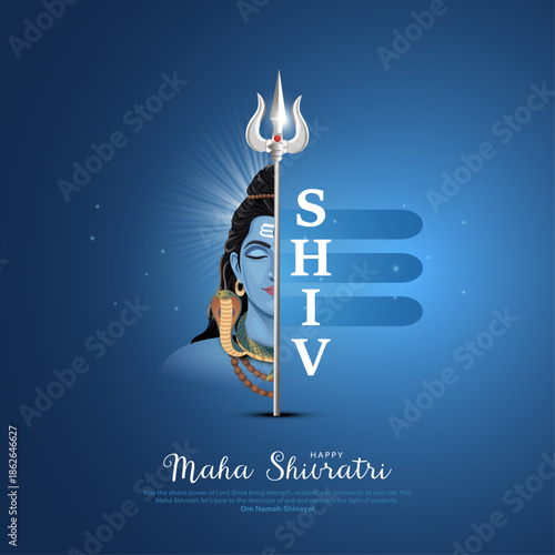 Happy maha Shivratri, a Hindu festival celebrated of lord shiva night. Creative vector illustration design with lord shiva and trishul.