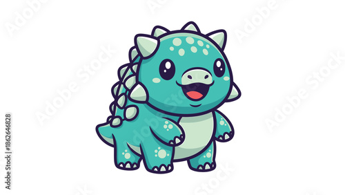 Adorable Cartoon Ankylosaurus Illustration with Cute Details and Vibrant Colors.