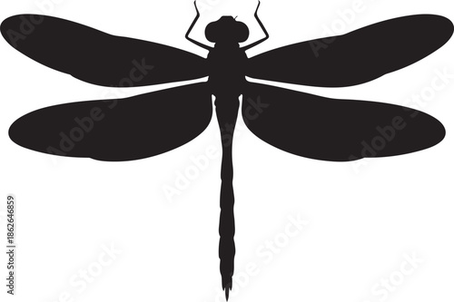 Dragonfly Silhouette – Insect Vector Black on White”
