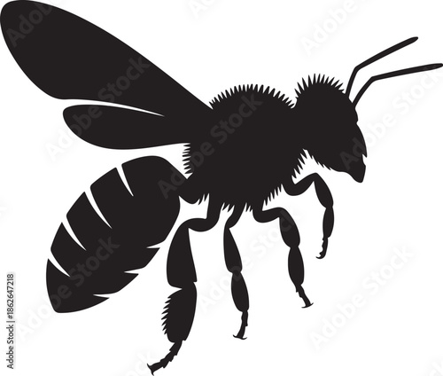 Bee Silhouette – Flying Bee Vector Black on White”