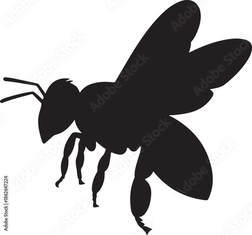 Bee Silhouette – Flying Bee Vector Black on White”