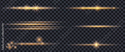 Light effect background with glowing yellow lines and sparkling stars