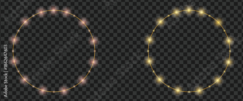 Glowing light effect sparkling oval shapes on dark background