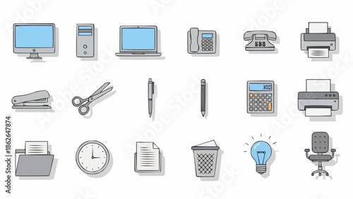 Office Supplies and Equipment - A Collection of Essential Tools.