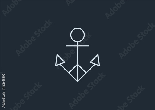 A clean line anchor logo with balanced proportions and smooth outlines, symbolizing stability, trust, and maritime strength in a minimalist style