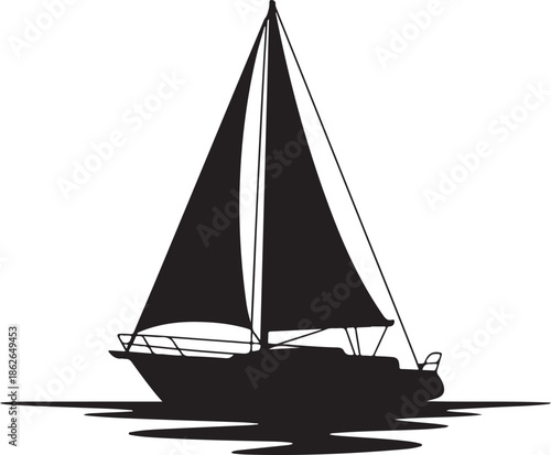 Sailboat Silhouette – Ship Vector Silhouette Black on White”