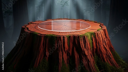 Tree Stump with Light Shining Through.