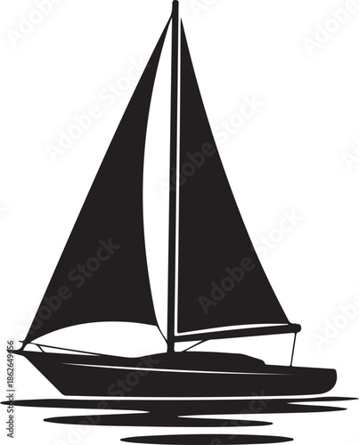 Sailboat Silhouette – Ship Vector Silhouette Black on White”