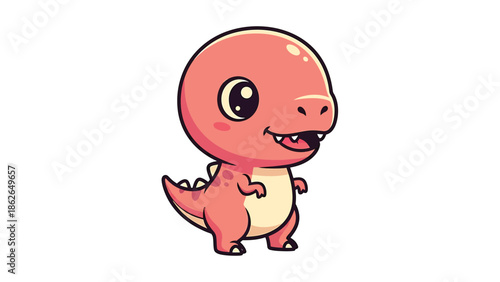 Adorable Cartoon Tyrannosaurus Rex Character Illustration on White Background.