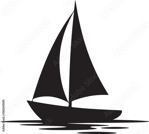 Sailboat Silhouette – Ship Vector Silhouette Black on White”