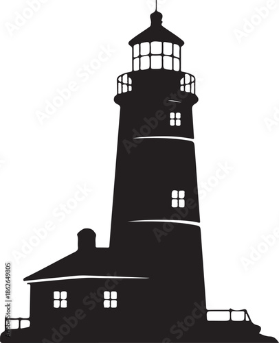 Lighthouse Silhouette – Lighthouse Vector Black on White”