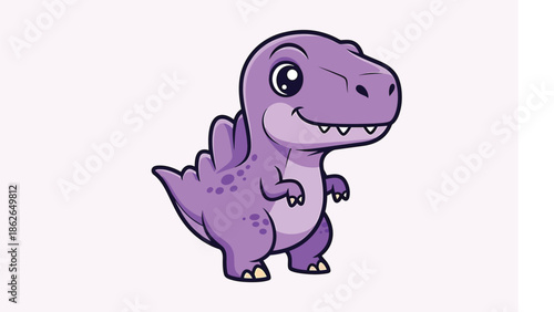 Adorable Purple Cartoon Dinosaur with Big Eyes and a Cute Smile.