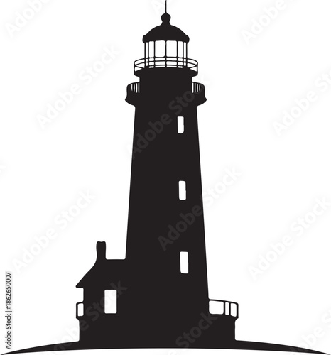 Lighthouse Silhouette – Lighthouse Vector Black on White”